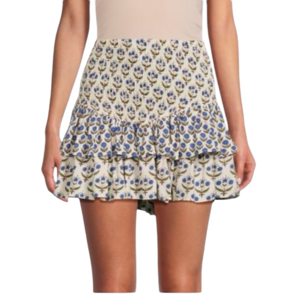 MISA Los Angeles Azzedina Smocked Floral Mini Skirt S